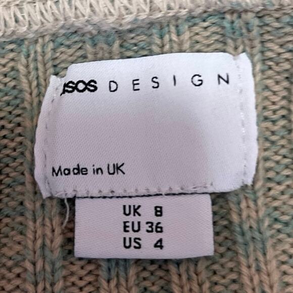 Asos Design Women's Green Rib Knit Button Down Collar Cardigan Sweater Top Sz 4 - Picture 3 of 4